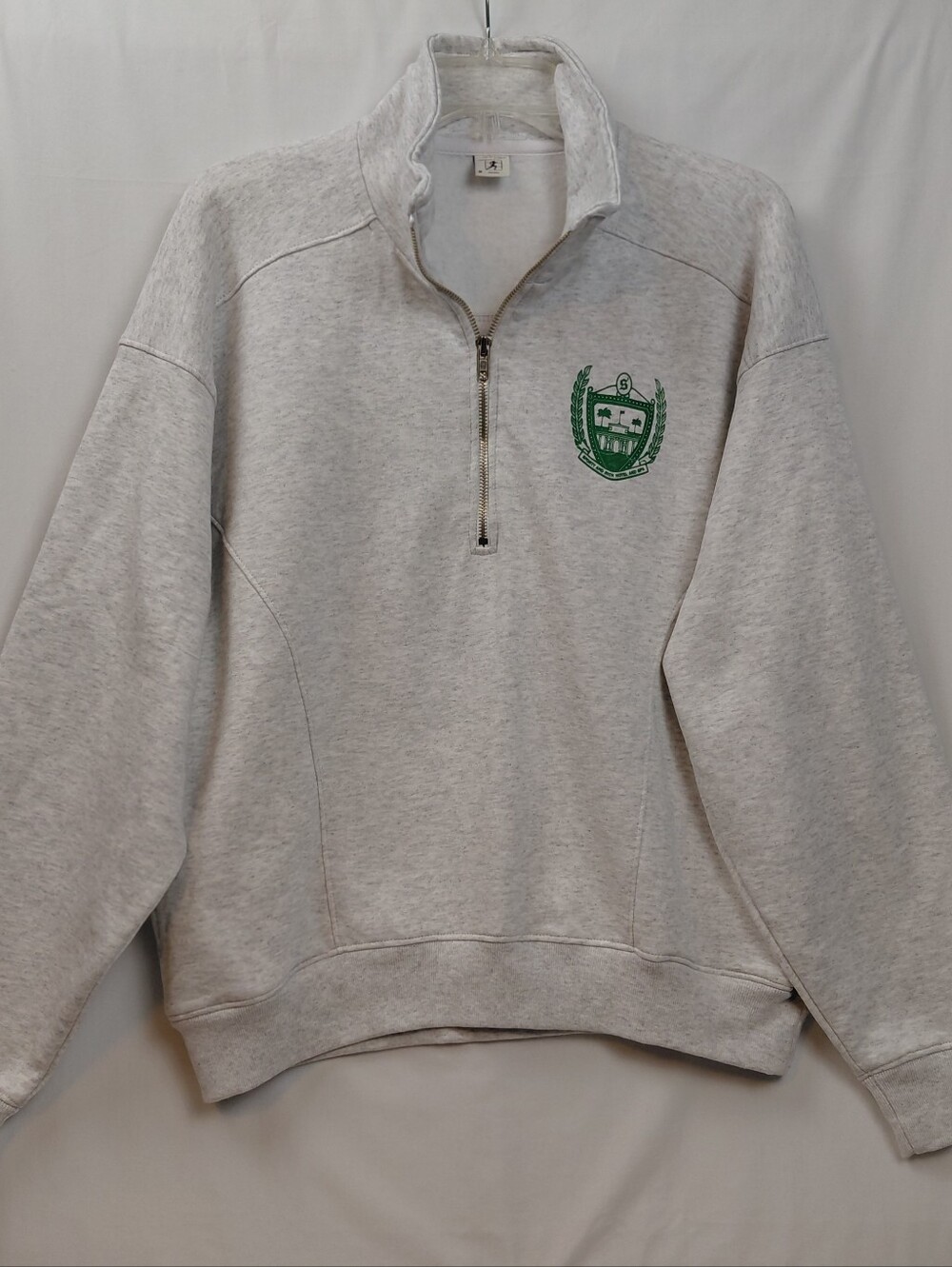 Sporty & Rich Quarter Zip Sweatshirt Size Medium Pockets Gray